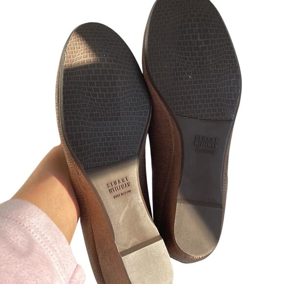 Brown Stuart Weitzman Faux Alligator Printed Wedges Art Deco Boho Western South - Picture 5 of 9